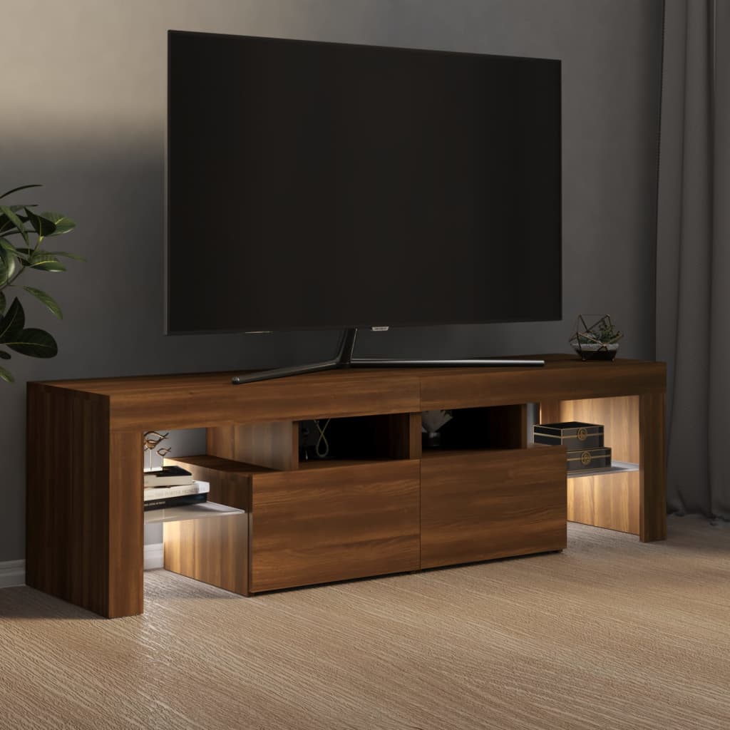 vidaXL TV Cabinet with LED Lights Brown Oak 140x36.5x40 cm