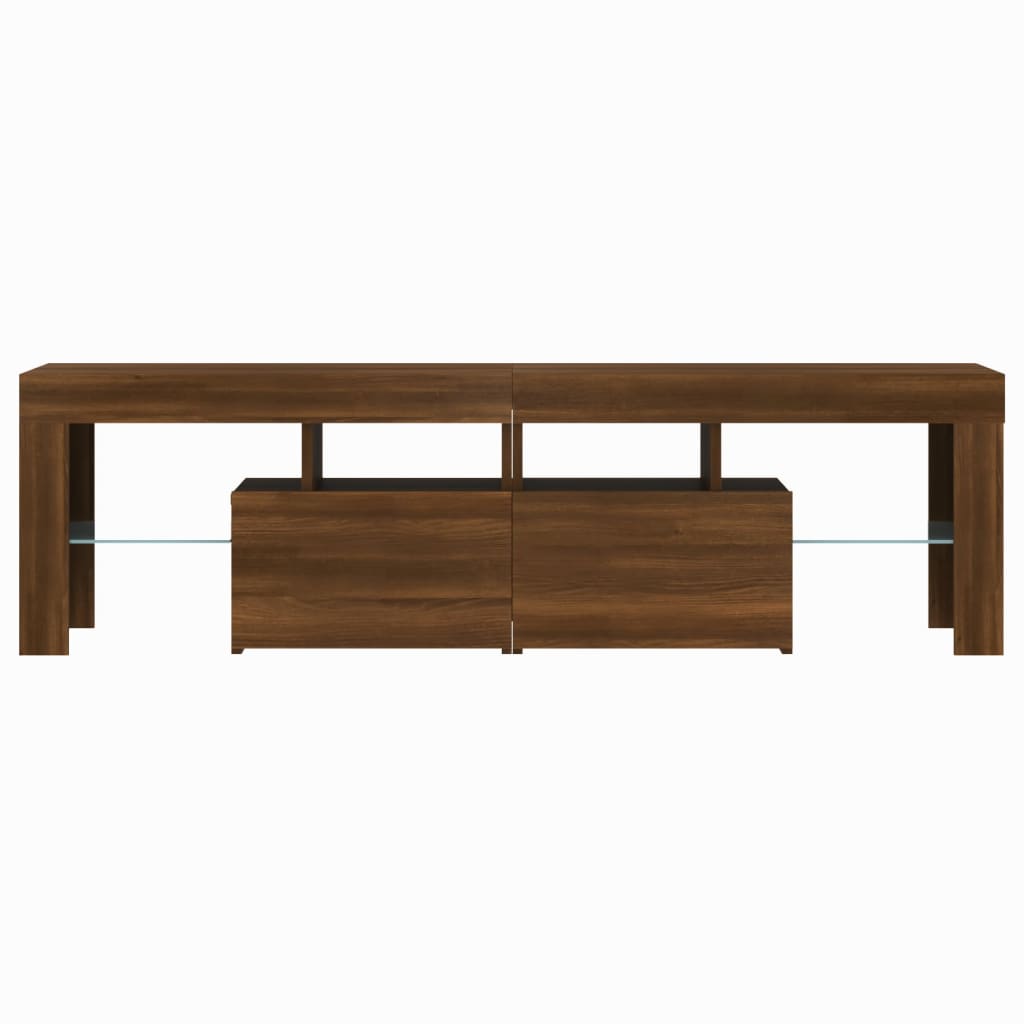 vidaXL TV Cabinet with LED Lights Brown Oak 140x36.5x40 cm