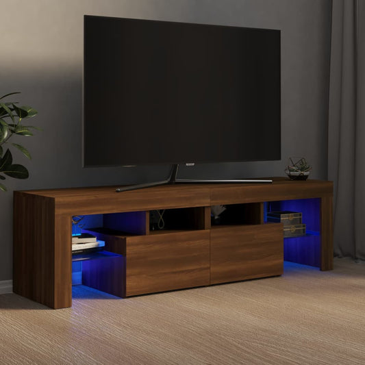 vidaXL TV Cabinet with LED Lights Brown Oak 140x36.5x40 cm