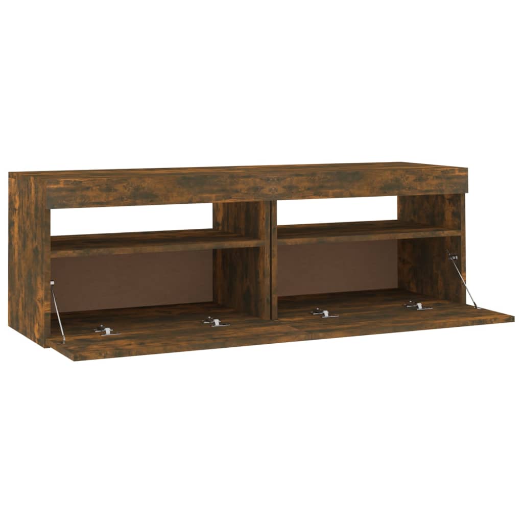 vidaXL TV Cabinet with LED Lights Smoked Oak 120x35x40 cm