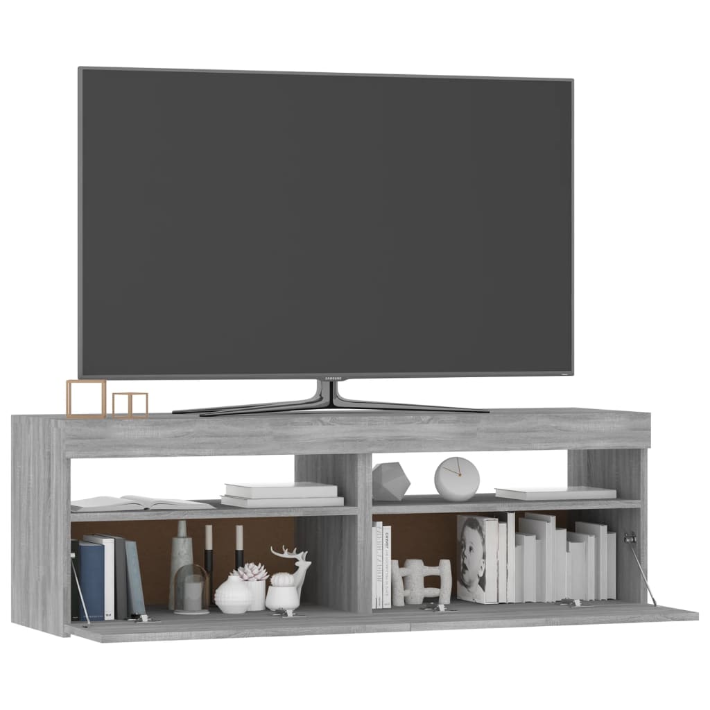 vidaXL TV Cabinet with LED Lights Grey Sonoma 120x35x40 cm