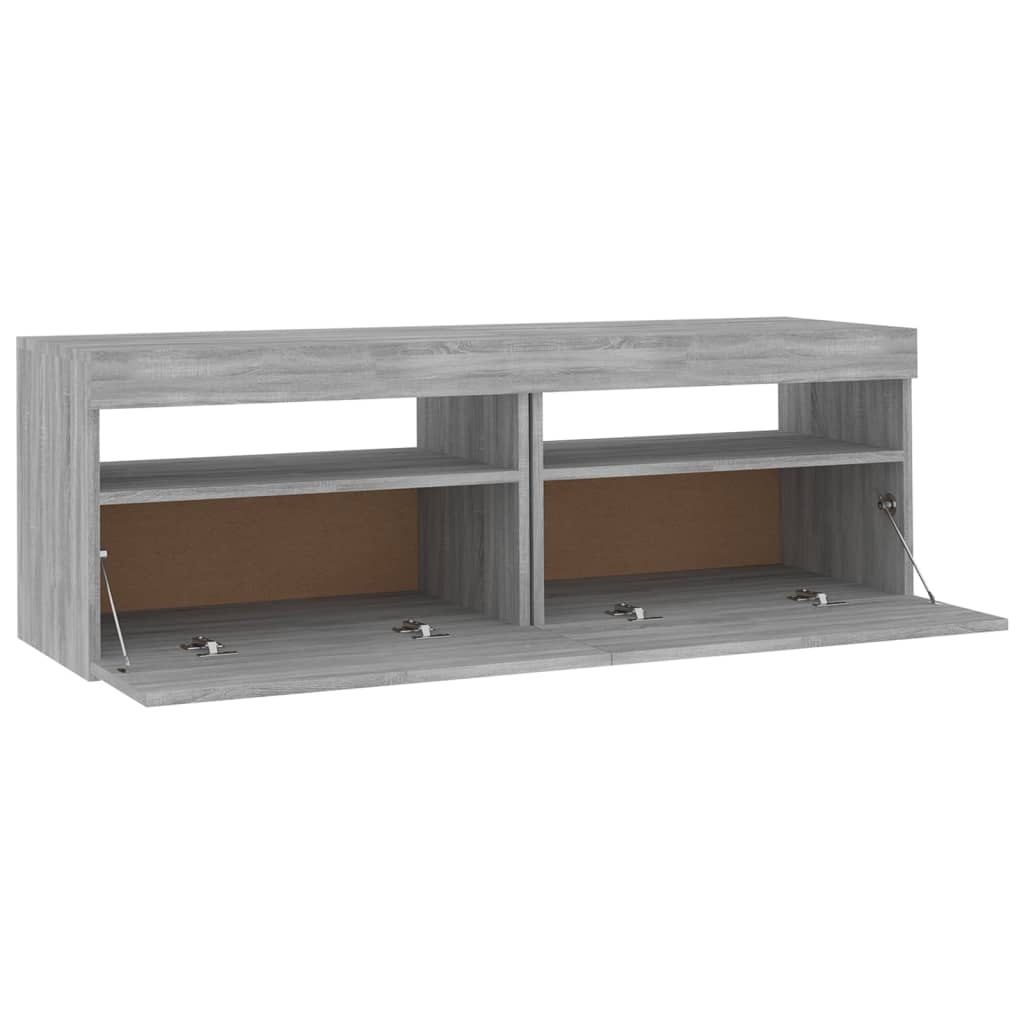 vidaXL TV Cabinet with LED Lights Grey Sonoma 120x35x40 cm