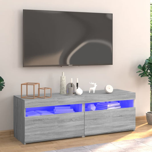 vidaXL TV Cabinet with LED Lights Grey Sonoma 120x35x40 cm