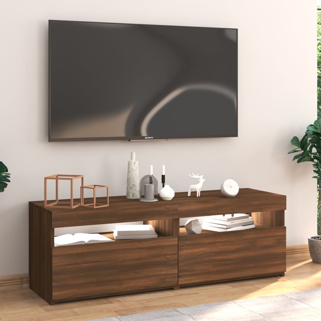 vidaXL TV Cabinet with LED Lights Brown Oak 120x35x40 cm