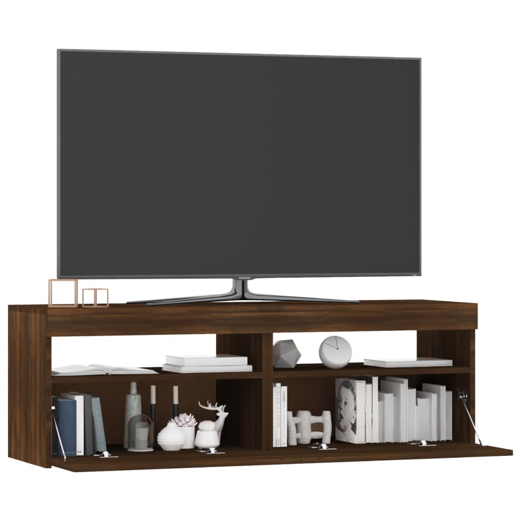 vidaXL TV Cabinet with LED Lights Brown Oak 120x35x40 cm