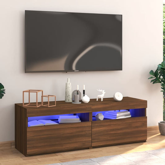 vidaXL TV Cabinet with LED Lights Brown Oak 120x35x40 cm