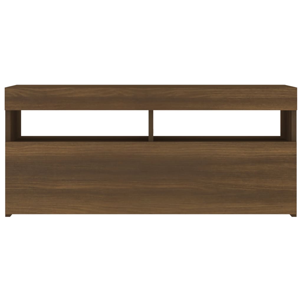 vidaXL TV Cabinet with LED Lights Brown Oak 90x35x40 cm