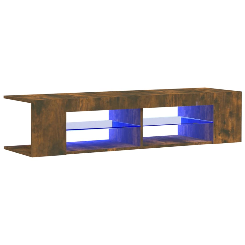 vidaXL TV Cabinet with LED Lights Smoked Oak 135x39x30 cm