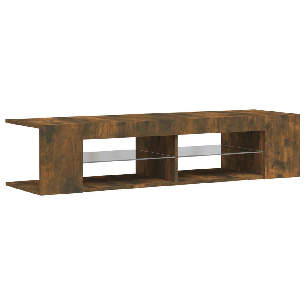 vidaXL TV Cabinet with LED Lights Smoked Oak 135x39x30 cm