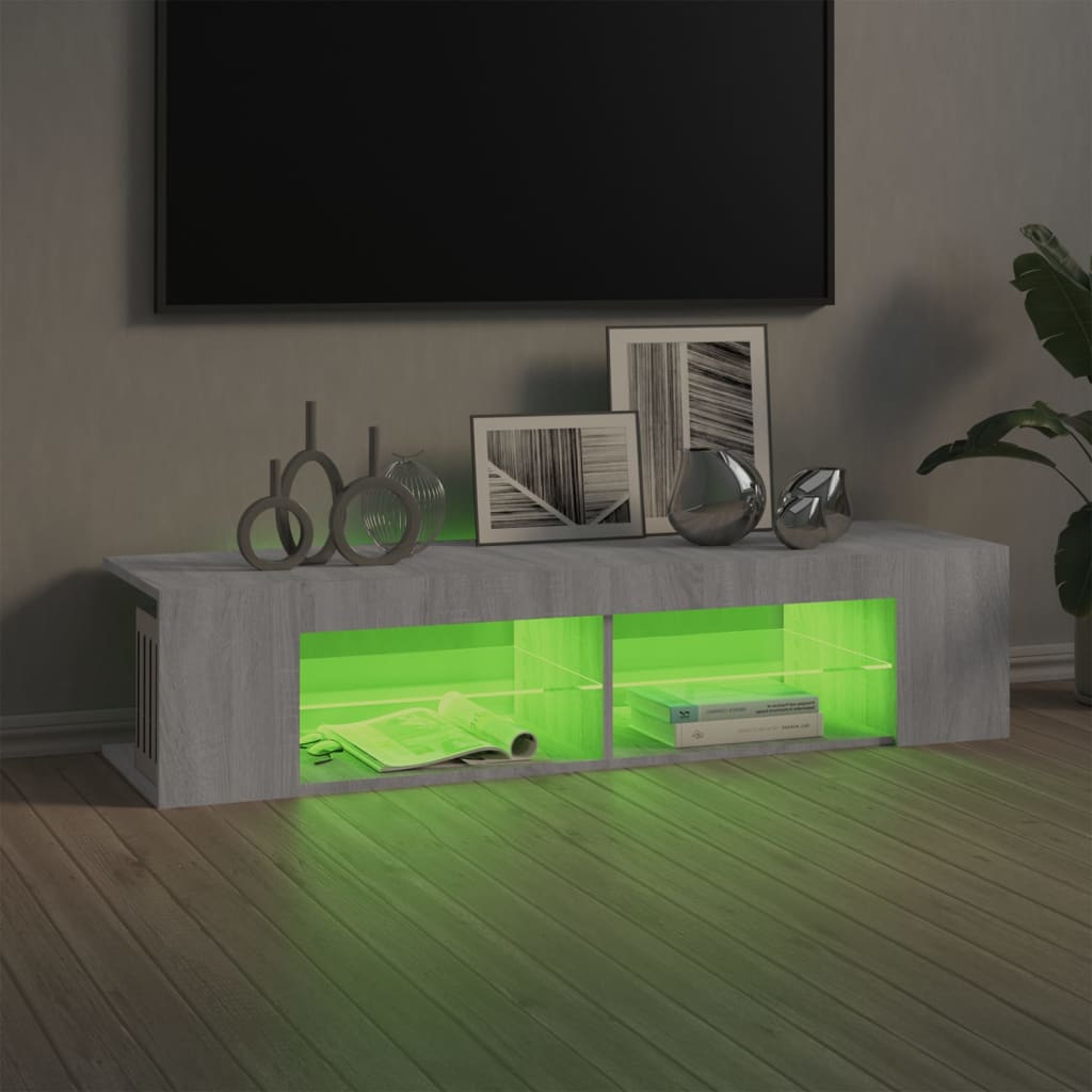 vidaXL TV Cabinet with LED Lights Grey Sonoma 135x39x30 cm