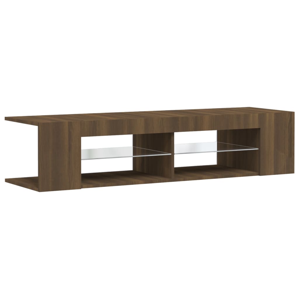 vidaXL TV Cabinet with LED Lights Brown Oak 135x39x30 cm