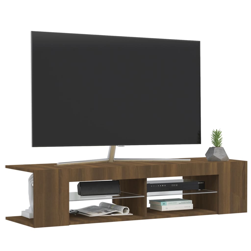 vidaXL TV Cabinet with LED Lights Brown Oak 135x39x30 cm