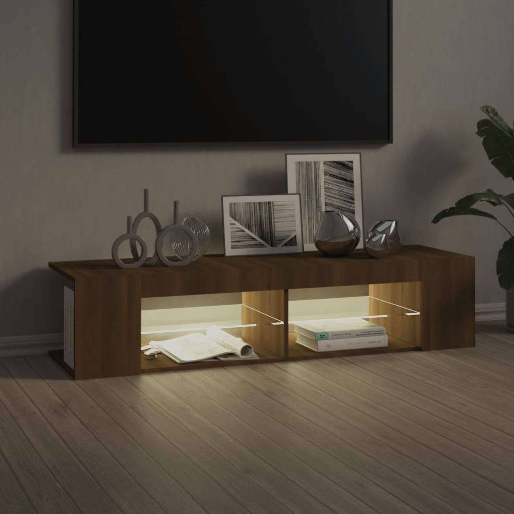 vidaXL TV Cabinet with LED Lights Brown Oak 135x39x30 cm