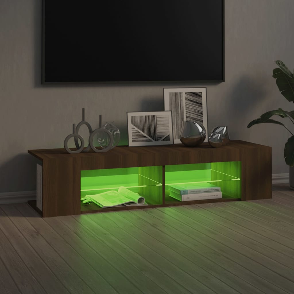 vidaXL TV Cabinet with LED Lights Brown Oak 135x39x30 cm