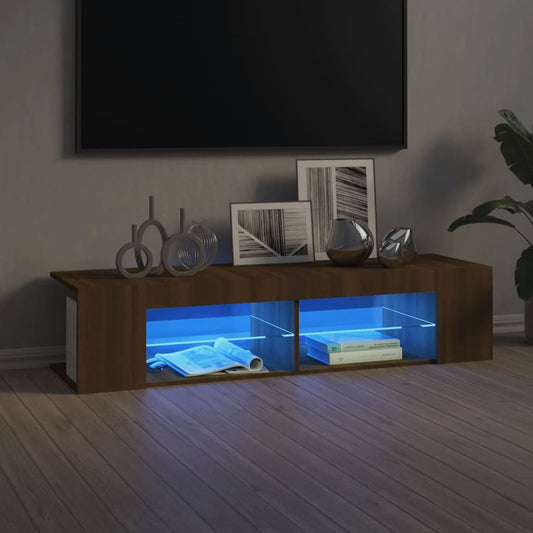 vidaXL TV Cabinet with LED Lights Brown Oak 135x39x30 cm