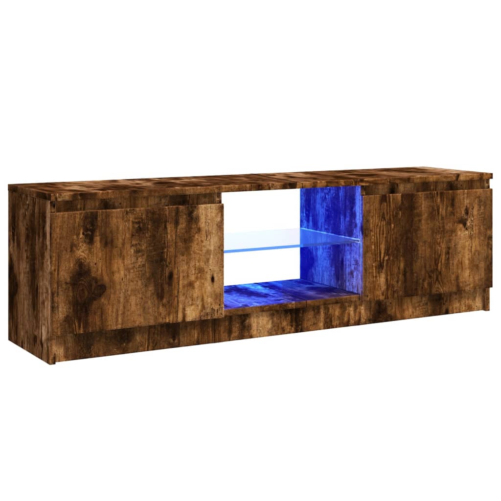 vidaXL TV Cabinet with LED Lights Smoked Oak 120x30x35.5 cm