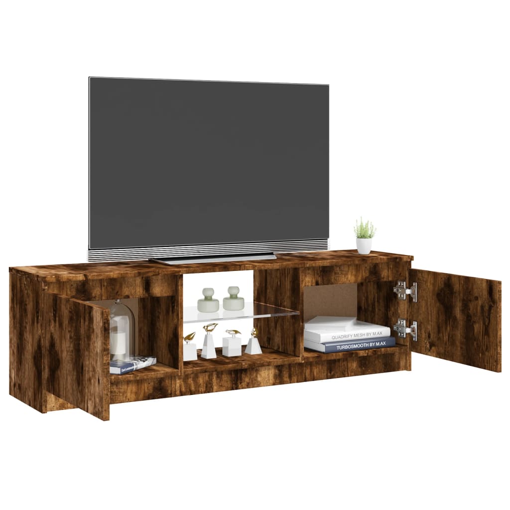 vidaXL TV Cabinet with LED Lights Smoked Oak 120x30x35.5 cm