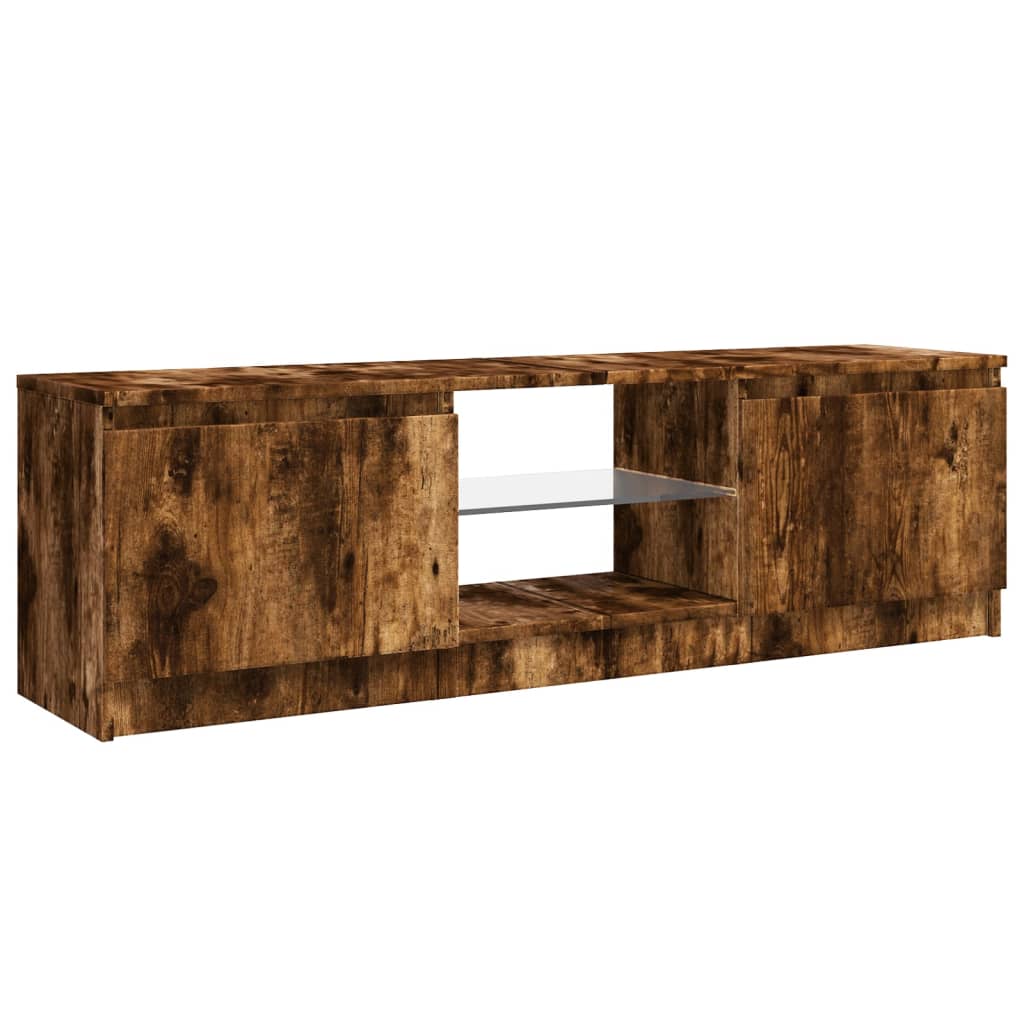 vidaXL TV Cabinet with LED Lights Smoked Oak 120x30x35.5 cm