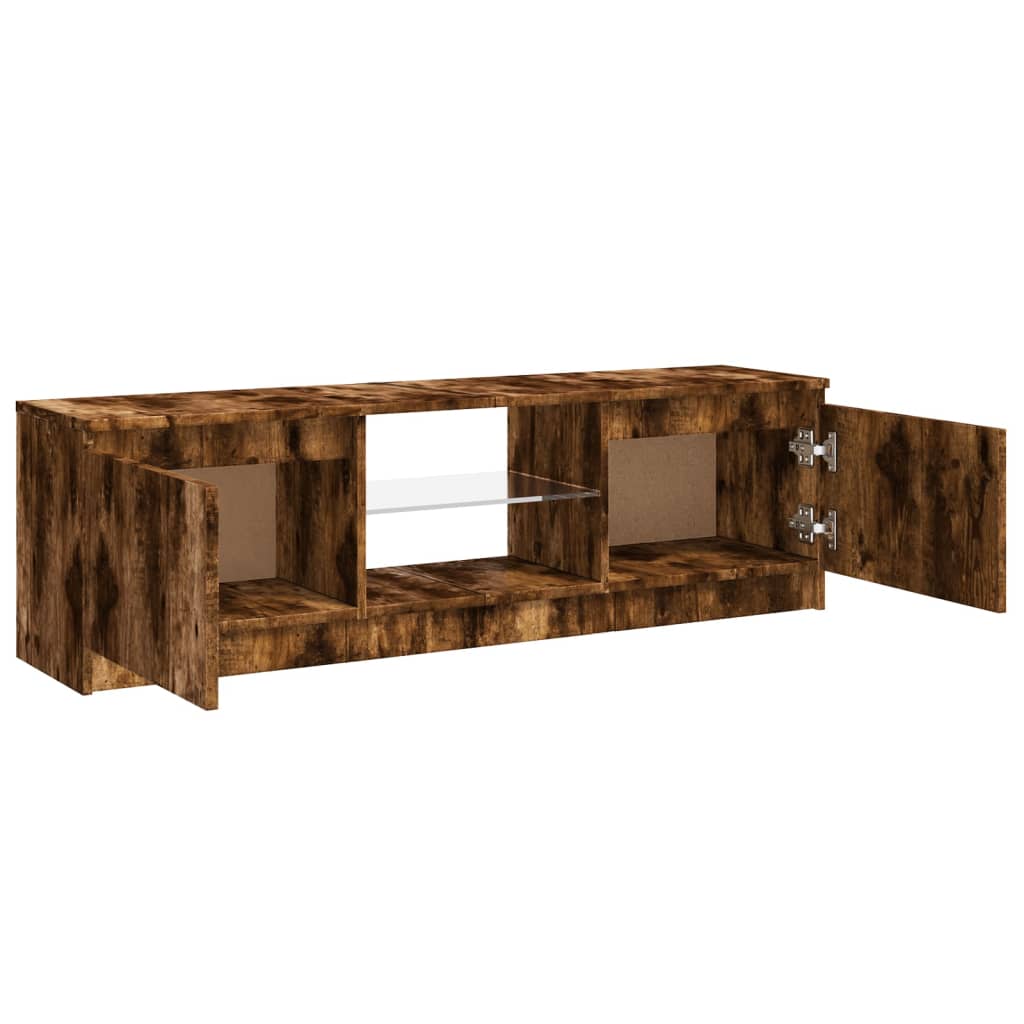 vidaXL TV Cabinet with LED Lights Smoked Oak 120x30x35.5 cm