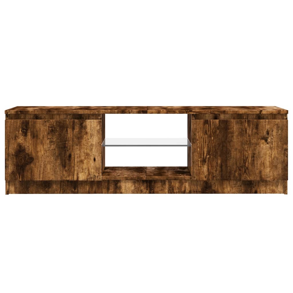 vidaXL TV Cabinet with LED Lights Smoked Oak 120x30x35.5 cm