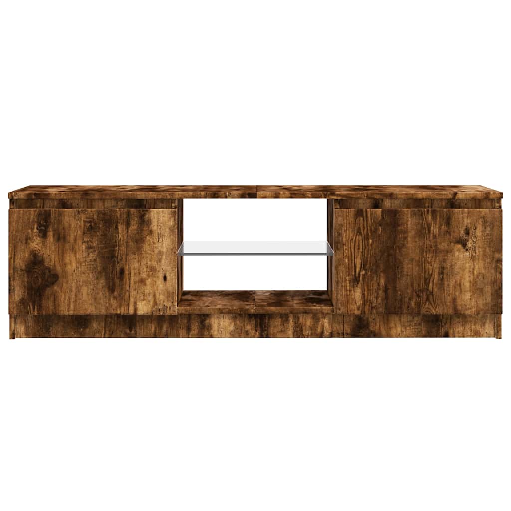 TV Cabinet with LED Lights Smoked Oak 120x30x36 cm
