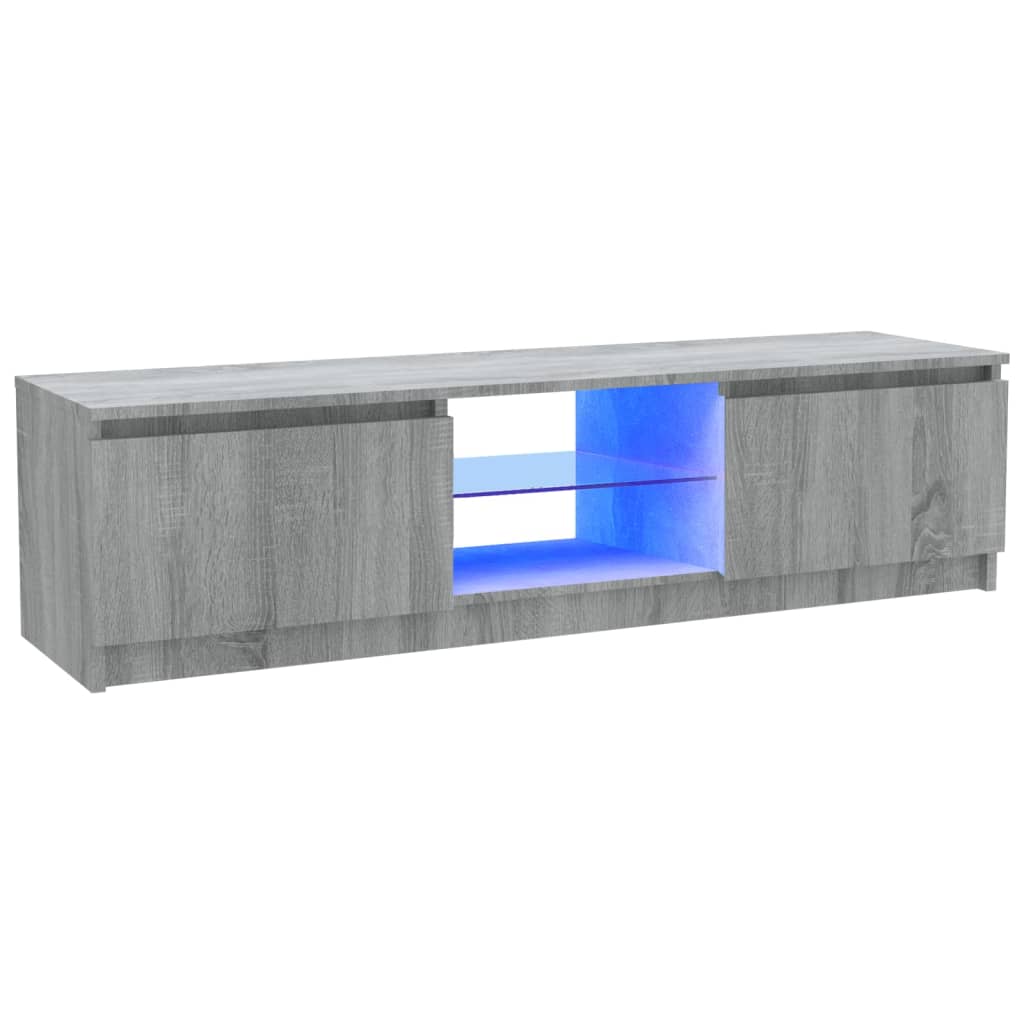 vidaXL TV Cabinet with LED Lights Grey Sonoma 120x30x35.5 cm