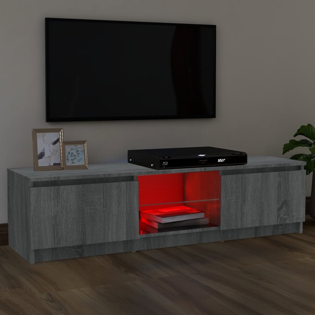 vidaXL TV Cabinet with LED Lights Grey Sonoma 120x30x35.5 cm