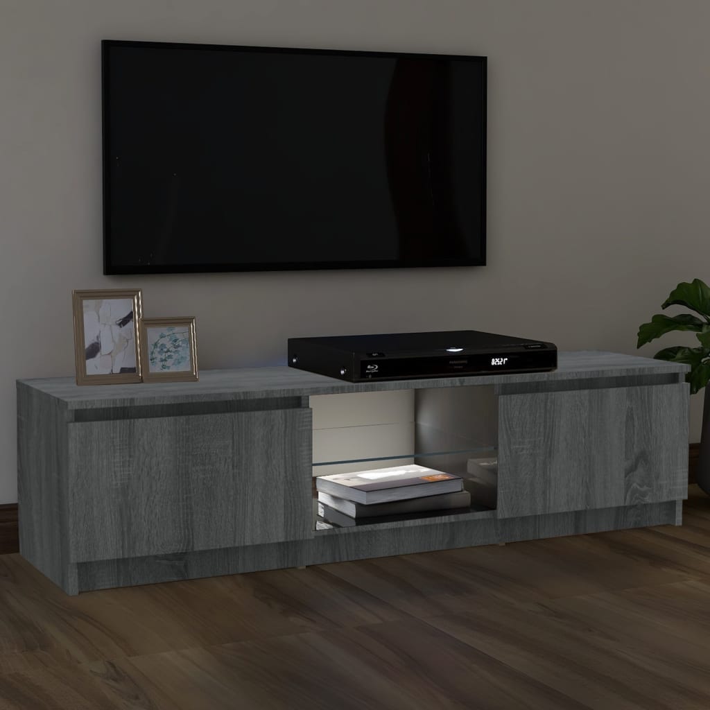 vidaXL TV Cabinet with LED Lights Grey Sonoma 120x30x35.5 cm