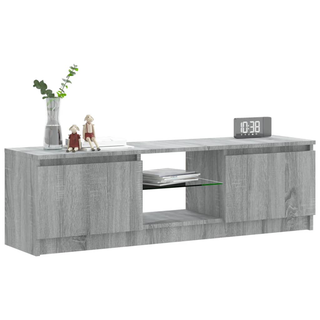 vidaXL TV Cabinet with LED Lights Grey Sonoma 120x30x35.5 cm