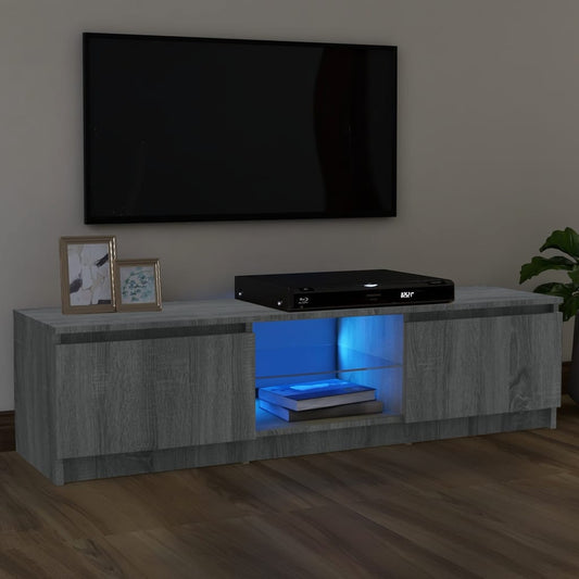 vidaXL TV Cabinet with LED Lights Grey Sonoma 120x30x35.5 cm