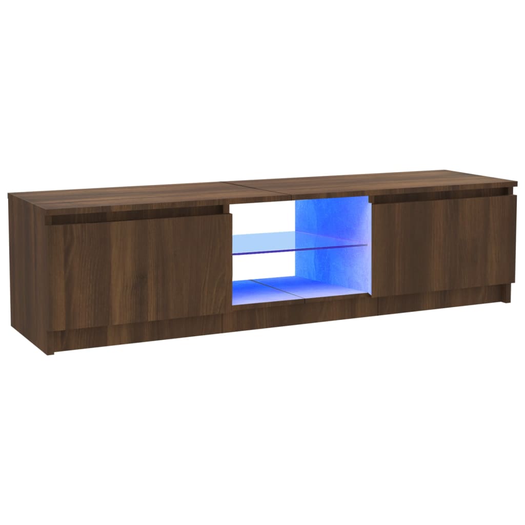 vidaXL TV Cabinet with LED Lights Brown Oak 120x30x35.5 cm