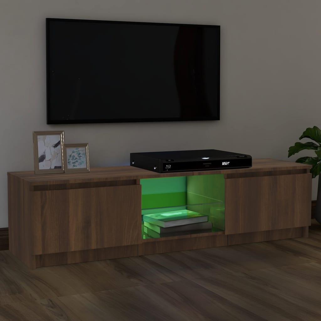 vidaXL TV Cabinet with LED Lights Brown Oak 120x30x35.5 cm