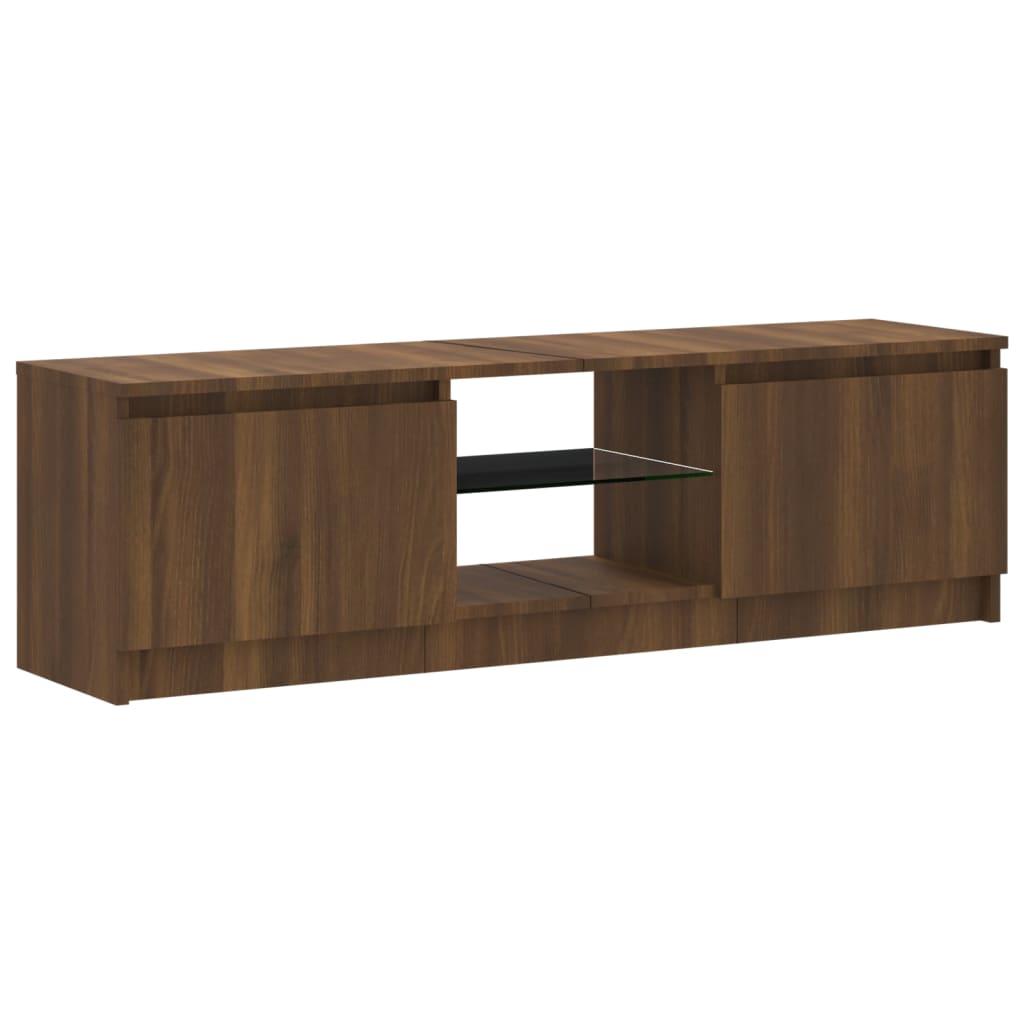 vidaXL TV Cabinet with LED Lights Brown Oak 120x30x35.5 cm