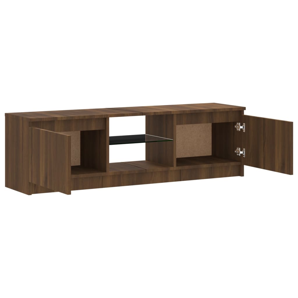 vidaXL TV Cabinet with LED Lights Brown Oak 120x30x35.5 cm