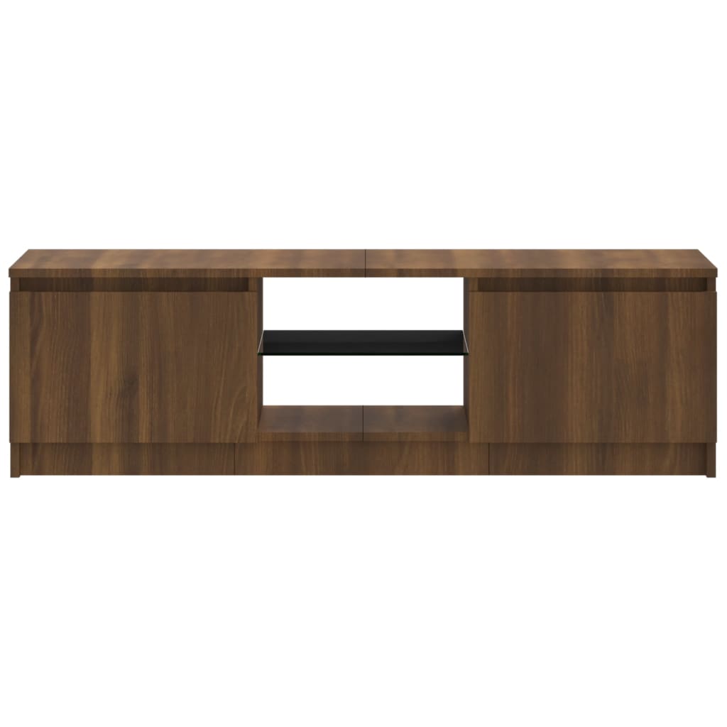 vidaXL TV Cabinet with LED Lights Brown Oak 120x30x35.5 cm