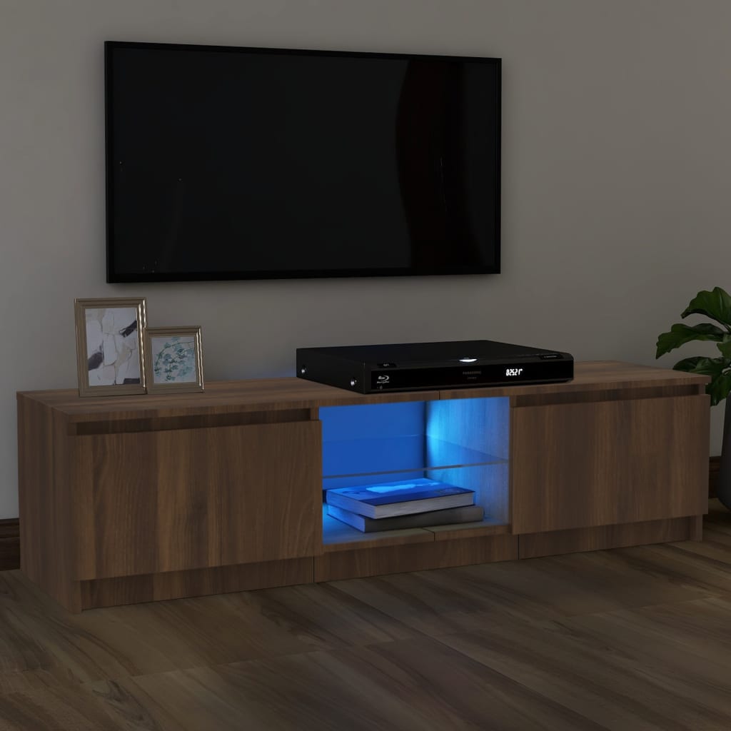 vidaXL TV Cabinet with LED Lights Brown Oak 120x30x35.5 cm