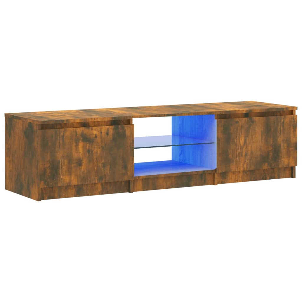 vidaXL TV Cabinet with LED Lights Smoked Oak 140x40x35.5 cm