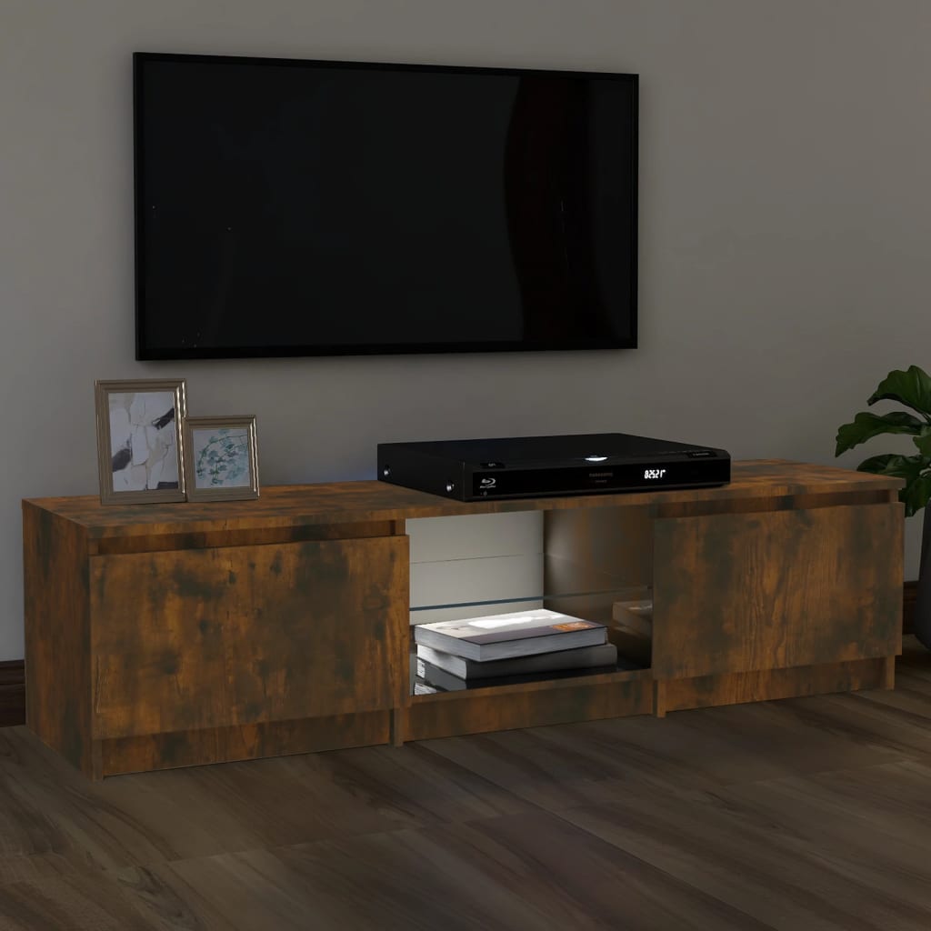 vidaXL TV Cabinet with LED Lights Smoked Oak 140x40x35.5 cm