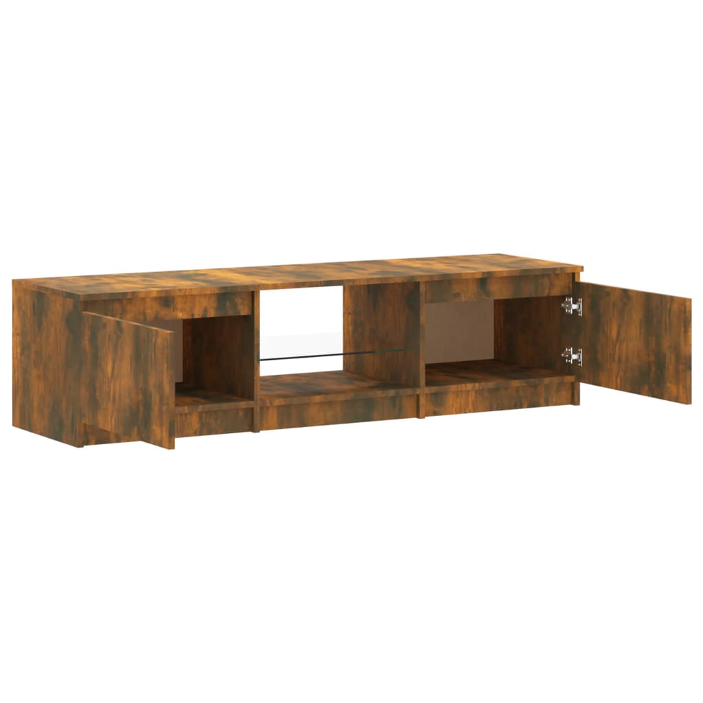 vidaXL TV Cabinet with LED Lights Smoked Oak 140x40x35.5 cm