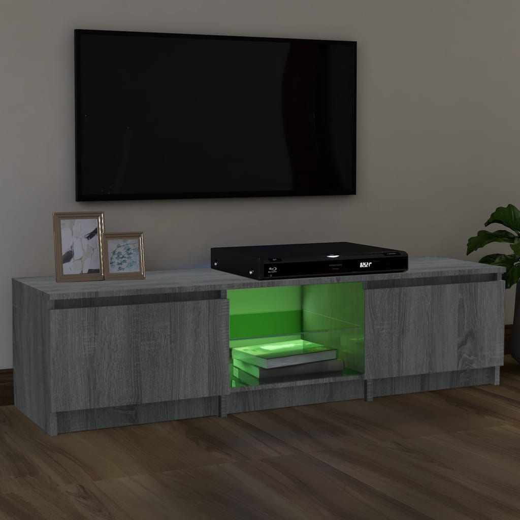 vidaXL TV Cabinet with LED Lights Grey Sonoma 140x40x35.5 cm