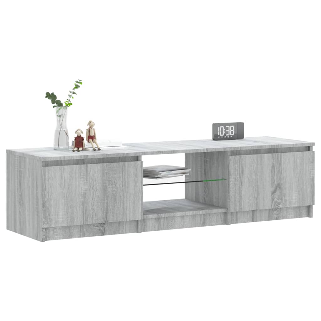 vidaXL TV Cabinet with LED Lights Grey Sonoma 140x40x35.5 cm