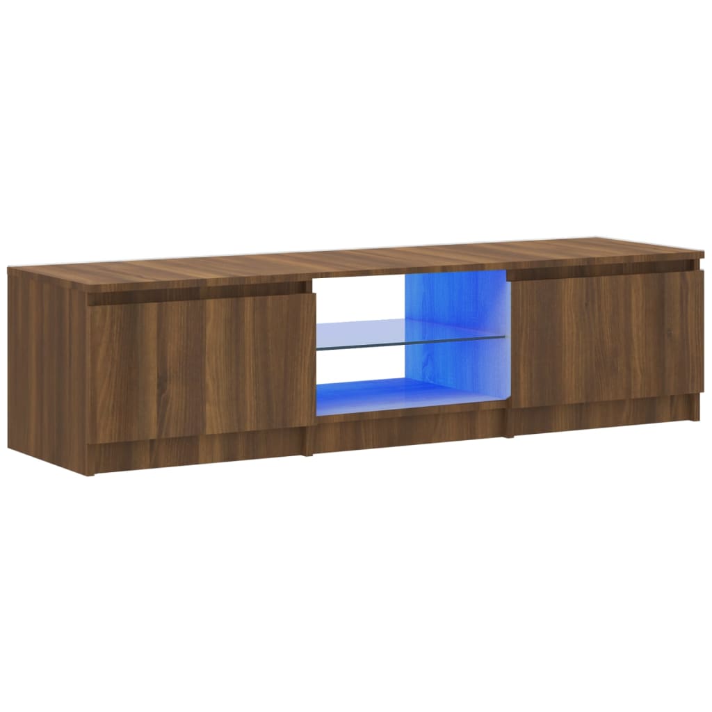 vidaXL TV Cabinet with LED Lights Brown Oak 140x40x35.5 cm