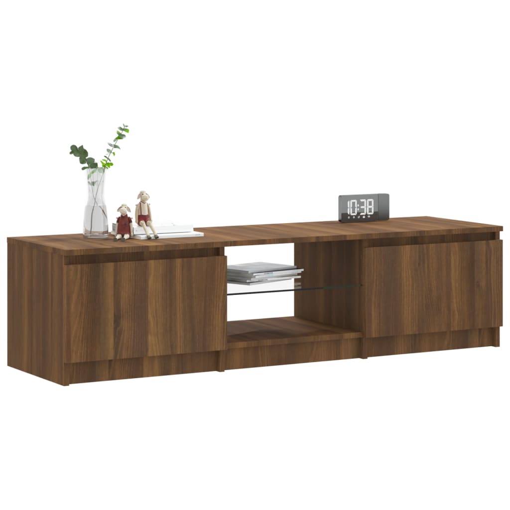 vidaXL TV Cabinet with LED Lights Brown Oak 140x40x35.5 cm