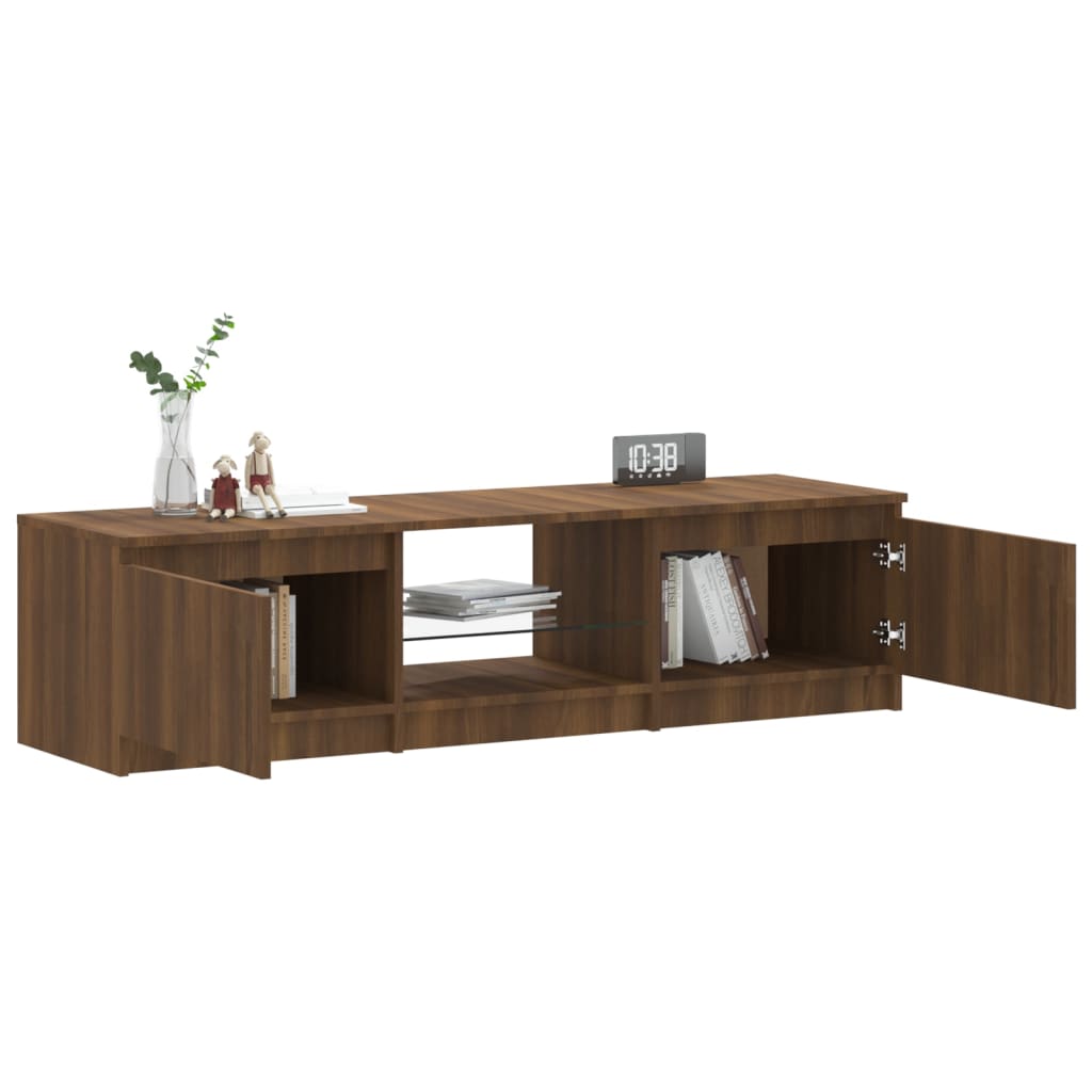 vidaXL TV Cabinet with LED Lights Brown Oak 140x40x35.5 cm