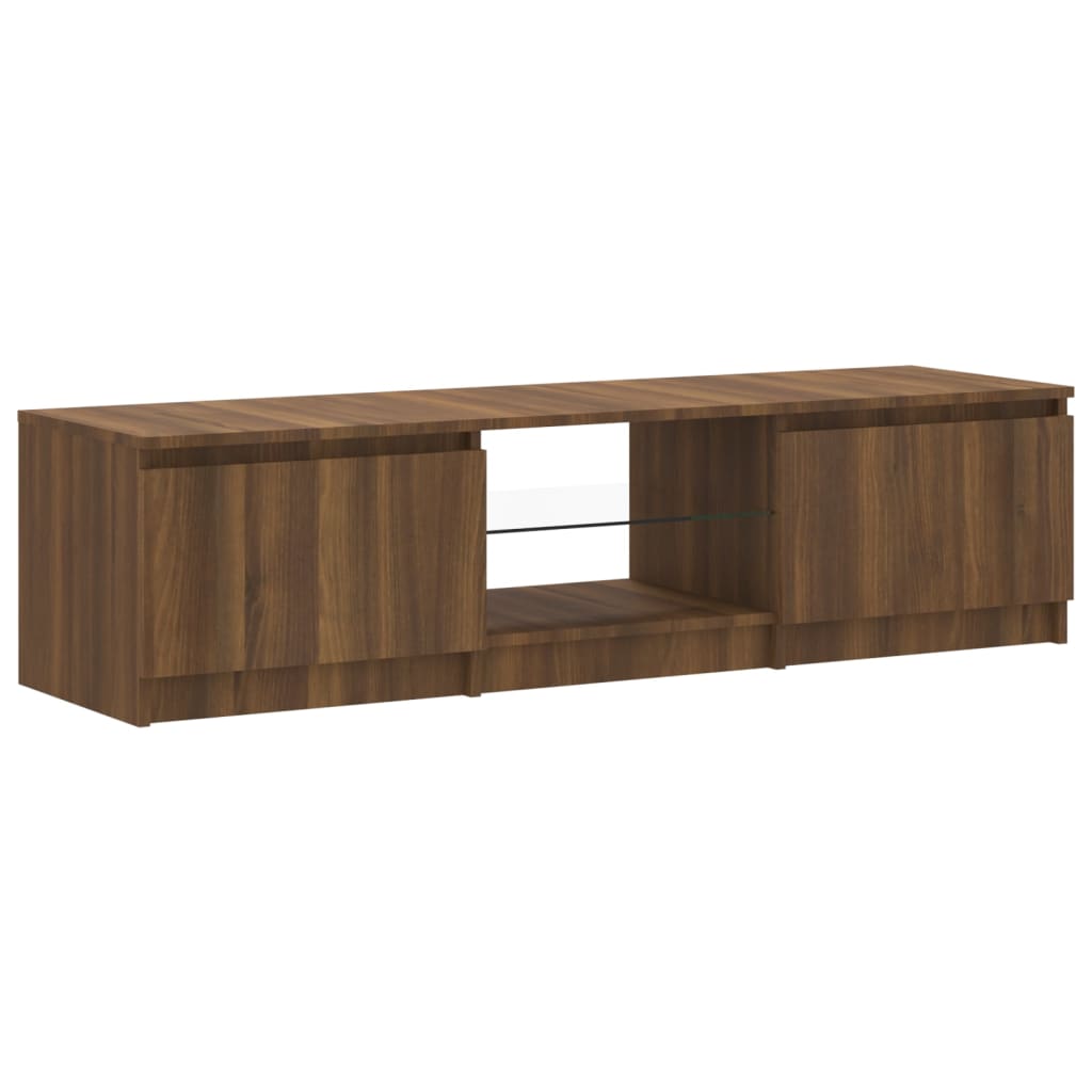 vidaXL TV Cabinet with LED Lights Brown Oak 140x40x35.5 cm