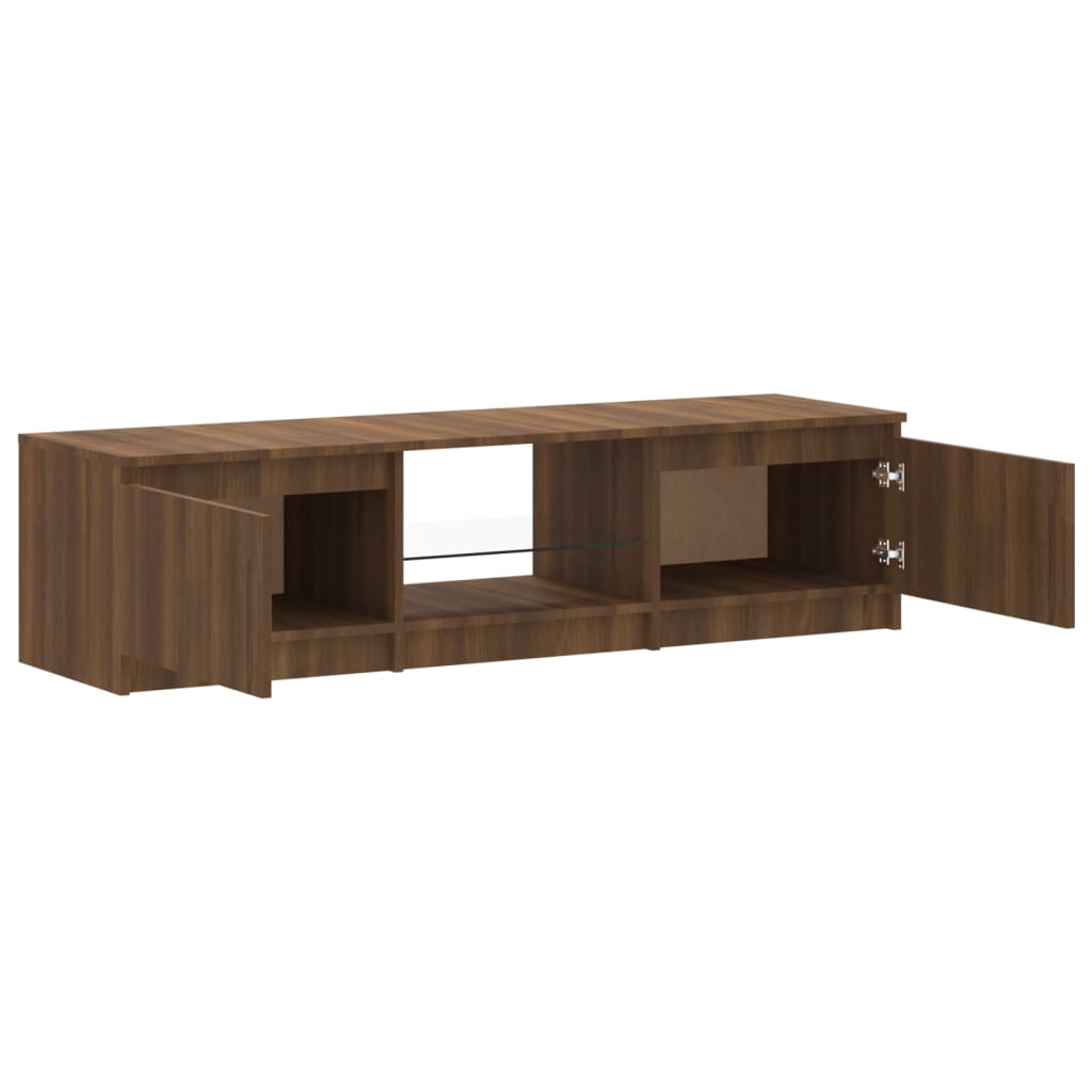 vidaXL TV Cabinet with LED Lights Brown Oak 140x40x35.5 cm