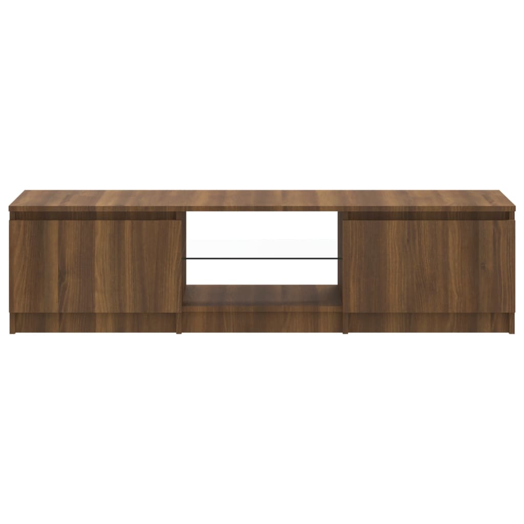 vidaXL TV Cabinet with LED Lights Brown Oak 140x40x35.5 cm