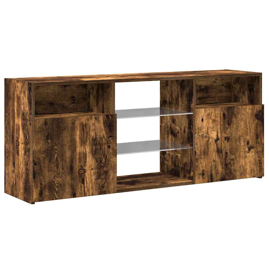 TV Cabinet with LED Lights Smoked Oak 120x30x50 cm