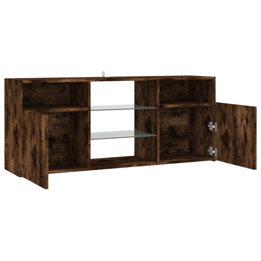 vidaXL TV Cabinet with LED Lights Smoked Oak 120x30x50 cm