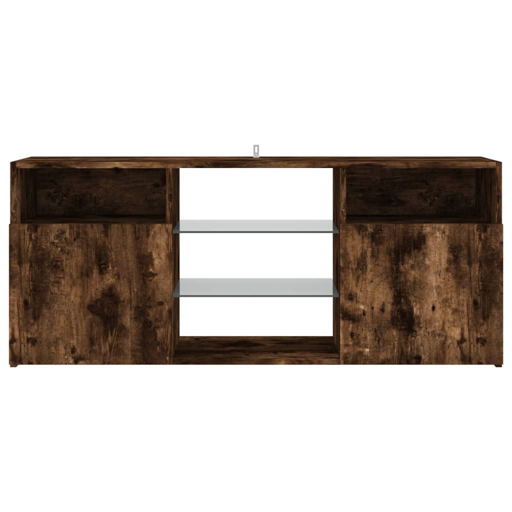 vidaXL TV Cabinet with LED Lights Smoked Oak 120x30x50 cm